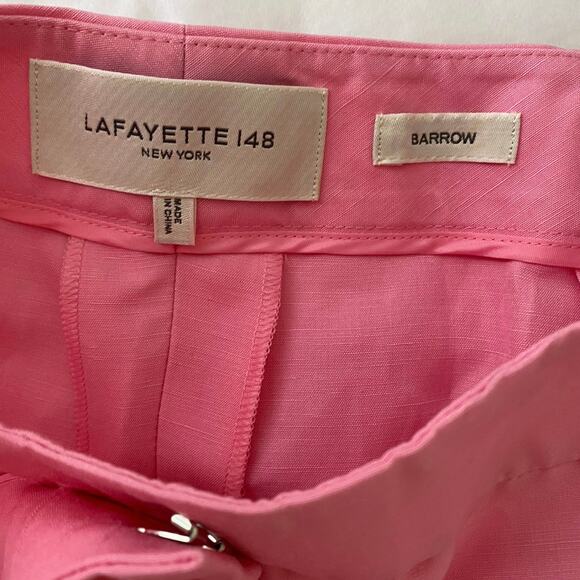 Lafayette 148 Barrow Pants Size 10 Pink Madder Silk 32.5" Trousers Designer - Picture 8 of 13